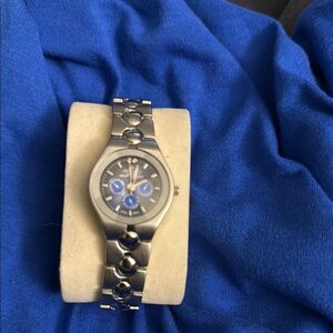 Denacci Silver Watch with Blue Dial